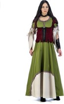 Limit - Middeleeuwen & Renaissance Kostuum - Middeleeuwse Gegoede Burgerij Holland - Vrouw - groen - Maat 46 - Carnavalskleding - Verkleedkleding