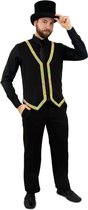 PartyXplosion - Goochelaar Kostuum - Gilet Met Verlichting En Gouden Rand Heren Man - zwart - Maat 56 - Carnavalskleding - Verkleedkleding