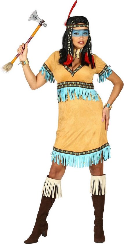 Widmann - Indiaan Kostuum - Flitsende Prairiehond Indiaan Vrouw - blauw,wit / beige... | bol.com