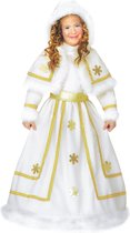 Widmann - Elfen Feeen & Fantasy Kostuum - Sneeuw Prinses IJspaleis - Meisje - Wit / Beige, Goud - Maat 110 - Kerst - Verkleedkleding
