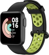Siliconen Smartwatch bandje - Geschikt voor  Xiaomi Mi Watch Lite sport bandje - zwart/groen - Strap-it Horlogeband / Polsband / Armband