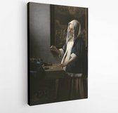 Canvas schilderij - Woman Holding a Balance, by Johannes Vermeer, c. 1664, Dutch painting-  423235009 - 115*75 Vertical