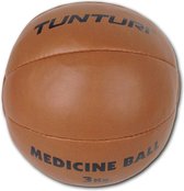 Tunturi Medicijnbal - Medicine Ball - Wall Ball - 3kg - Kunstleder - Bruin - Incl. gratis fitness app