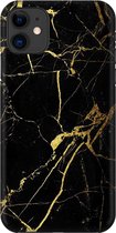 Apple iPhone 11 - Hard Case - Deluxe - Fully Printed - Marmer - Zwart - Goud