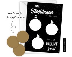 Kerstkaart met envelop - Persoonlijke kraskaarten - nieuwjaarskaarten - diy zelf maken - zwart/goud