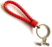 Sleutelhanger - Rood - Fitness - Kracht - Power - Dumbell - Leer - SportPresent - Sportsieraad - Sieraden - Team - Teamkado