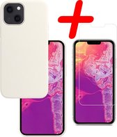 iPhone 13 Hoesje Siliconen Met Screenprotector - iPhone 13 Case Met Screenprotector Wit - iPhone 13 Hoes - Wit