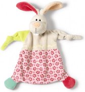 knuffeldoekje Rabbit 25 x 25 cm pluche wit/roze