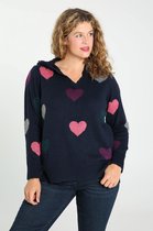 Paprika Dames Sweater met capuchon en hartjesprint - Trui - Maat 46