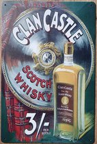 Clan Castle Whiskey Reclamebord van metaal METALEN-WANDBORD - MUURPLAAT - VINTAGE - RETRO - HORECA- BORD-WANDDECORATIE -TEKSTBORD - DECORATIEBORD - RECLAMEPLAAT - WANDPLAAT - NOSTA