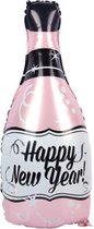 Happy New Year Fles Ballon - XL - Champagne - 2022 - Nieuw Jaar - Oud en Nieuw - Ballonnen - Helium Ballon - Folie Ballon - Oudjaarsavond - Thema feest - Dranken - Folie ballon - Leeg - Versiering