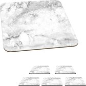 Onderzetters voor glazen - Grijs marmer en glitter - zwart wit - 10x10 cm - Glasonderzetters - 6 stuks
