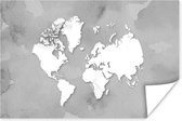 Poster Ronde en witte wereldkaart op een grijze achtergrond - zwart wit - 180x120 cm XXL