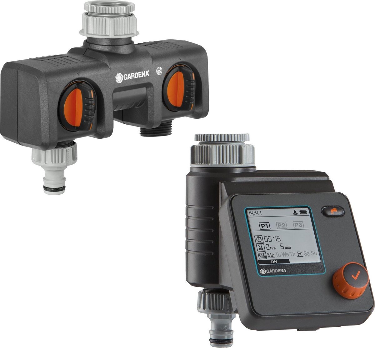 GARDENA BESPROEIINGSCOMPUTER SET SELECT CONTROL MET 2-WEG WATERVERDELER