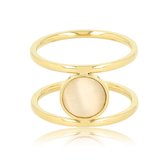 My Bendel - Dubbele ring- goud - met witte cateye steen - Unieke ring met mooie cateye steen - Met luxe cadeauverpakking