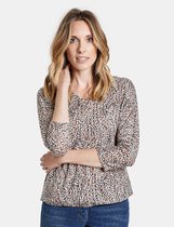 GERRY WEBER Dames Shirt met 3/4-mouwen en burnt-out motief Ecru/Weiss/Schwarz Druck-46