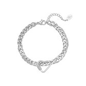 Armband Chained Heart - Zilver - RVS - dubbele armband - cadeautip