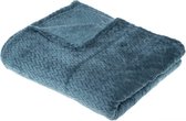 Flanellen fleece plaid Braid – Petrol Blauw – 125 x 150 cm