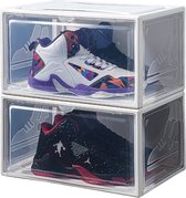 Raykon® Sneakerbox 2 stuks - Schoenen Opbergsysteem & Organizer - Schoenendoos Transparant - Schoenenopbergers - Stapelbaar - Wit - 2 Stuks