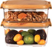 Vershoudbakjes - Bamboe - Bamboo - Opbergbak - opbergdoos - set - 2 delig - 1400ml + 2000ml