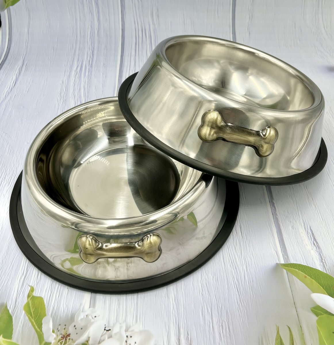 Maison Extravagante - MOMO Luxe Honden voerbakken 25cm - Set van 2 stuks - RVS - Drinkbak Hond - Eetbak Hond - Hondenbak - Honden Bak