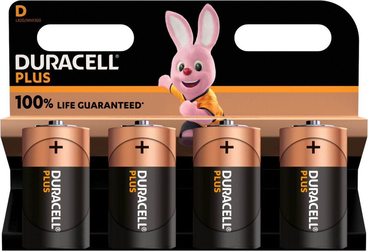 Duracell Plus-D K4 D - Batterij - Alkaline - 1.5 V - 4 stuks