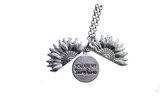 Bixorp - Zilverkleurige Ketting Zonnebloem Symbool met Geheim Bericht - Zilveren Sunflower Vriendschapsketting "YOU ARE MY SUNSHINE"