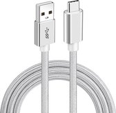 NÖRDIC USBC-N1094 USB-C naar USB-A kabel - USB3.1 Gen1 - Gevlochten Nylonkabel - 2m - Wit