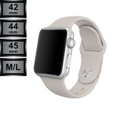 Compatible Apple Watch Bandje - Silicone Sportbandje - Apple Watch  42/44/45mm M/L - Antiek Wit