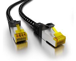 Cat 7 - F/FTP - Netwerkkabel - Patchkabel - Afgeschermd - Nylon braid mantel - 10 Gbps - 1 meter - Zwart - Allteq