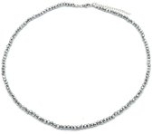 Ketting Glaskralen 4 mm - Facet Geslepen - Verstelbaar 52-57 cm - Zilverkleurig