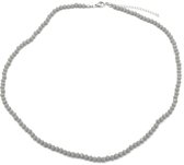 Ketting Glaskralen 4 mm - Facet Geslepen - Verstelbaar 52-57 cm - Grijs