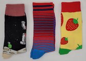 Crazy Soxx - 3 paar vrolijke Sokken - Grappige Sokken - Funny Socks - Humor - Happy