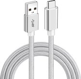 NÖRDIC USBC-N1093 USB-C naar USB-A kabel - USB3.1 Gen1 - Gevlochten Nylonkabel - 1.5m - Wit
