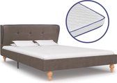 Bed Met Traagschuim Matras Stof Taupe 90X200 Cm