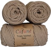 Katoen macramé touw-Beige-5mm-Triple Twisted-Gerecycled