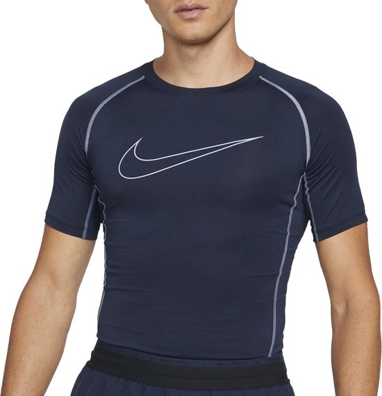 Chemise de sport Nike Pro Dri- FIT - Taille M - Homme - Bleu foncé/Blanc |  bol.com