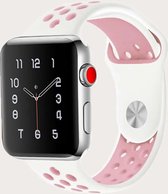 Siliconen Apple Watch Sportbandje met gaatjes - Wit/Roze - 38/40/41 mm - Series 1 2 3 4 5 6 SE 7 - Geschikt voor Apple Watch