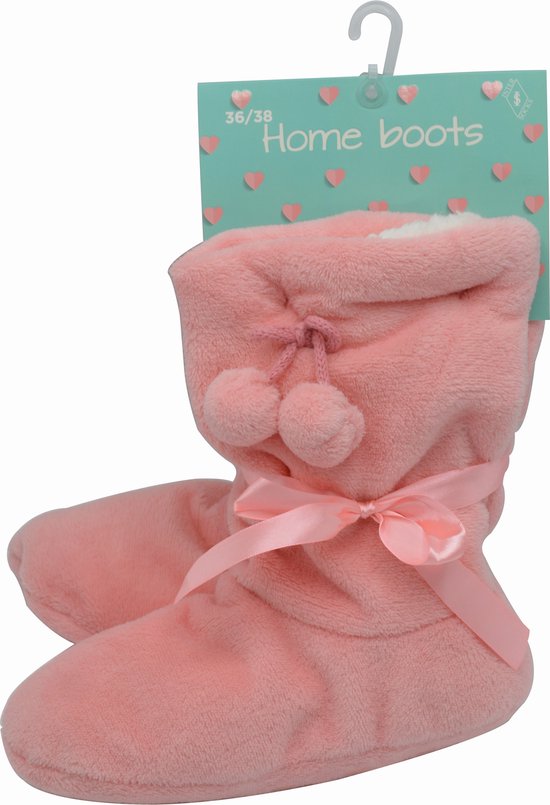 Chaussons de maison / chaussons - bottes de maison confortables et douces avec ANTI-SLIP - rose - taille 35/38 - extra doux