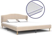 Bed Met Traagschuim Matras Stof Beige 140X200 Cm