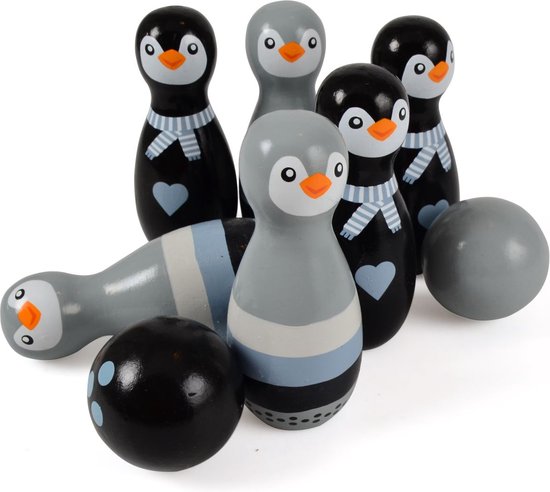 Afbeelding van het spel Houten pinguïn bowl spel, bowlen voor kinderen