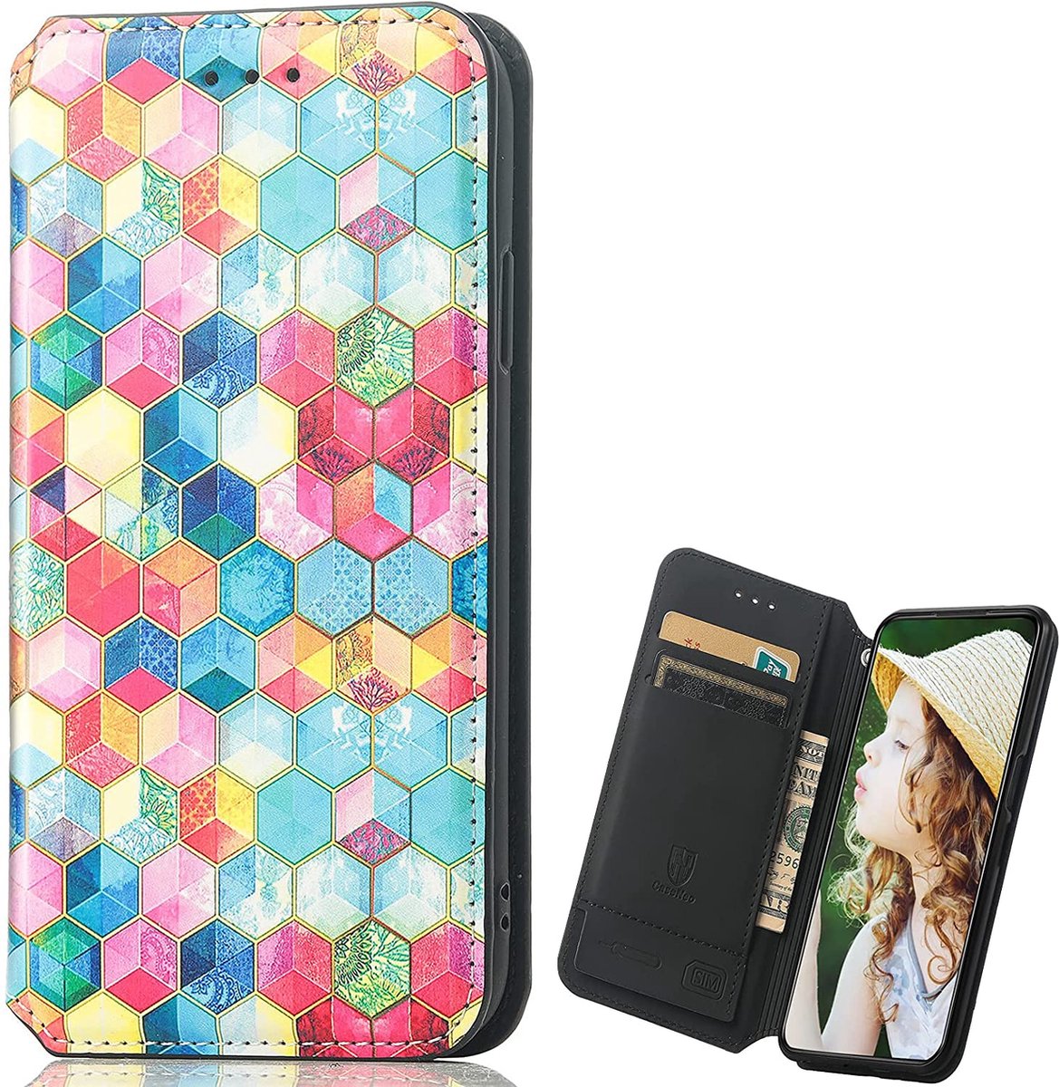 Luxe PU Lederen Wallet Case met Magneetsluiting voor Galaxy A22 5G _ Magische Ruimte