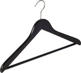 De Kledinghanger Gigant - 10 x Blouse / shirthanger lotushout zwart gelakt met anti-slip broeklat, 44 cm