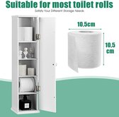 toiletpapier houder met 3 afneembare planken, scharnierende deur, top slot, 4-tier grote capaciteit & compact formaat, geschikt voor slaapkamer, woonkamer, badkamer (Wit)