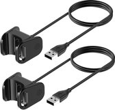 2-Pack - Case2go - Oplaadkabel geschikt voor Fitbit Charge 4 - USB-kabel - 1.0 meter - Zwart