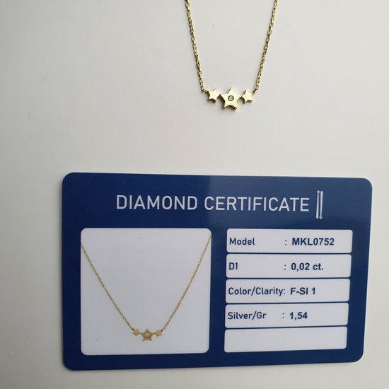 Rosa Jewels Mini collier 3 étoiles en argent avec diamant