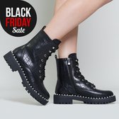 FAY - zwarte boots met pareltjes kroko