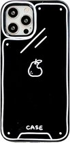 Tekening Peer iPhone 13 Promax Hoesje/case - Doodle - Shockproof Case - TPU - grappig - zwart