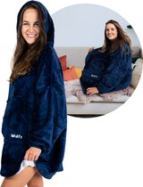 Wulfy® Hoodie Deken - Deken met Mouwen – Snuggie/Snug – Hoodie Blanket - Fleece Deken – Fleece Plaid – Sherpa - Unisex - Blauw