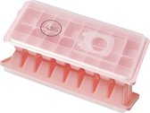 JGR - 4 stuks Ijsblokjes/ijsklontjes vormen met deksel - 16 ijsblokjes - Ijsblokjes makers - Roze